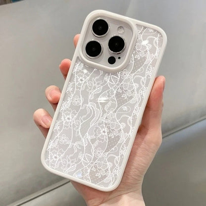 Vintage White Lace Floral Phone Case for iPhone 17 16 15 14 11 12 13 Pro Max 16E 17Air X XR XS 7 8 Plus SE 2022 Protective Cover