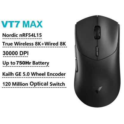 Mouse Gamer Sem Fio Rapoo VT7 MAX — 8K Polling Rate, 53g Ultraleve, 750h de Bateria