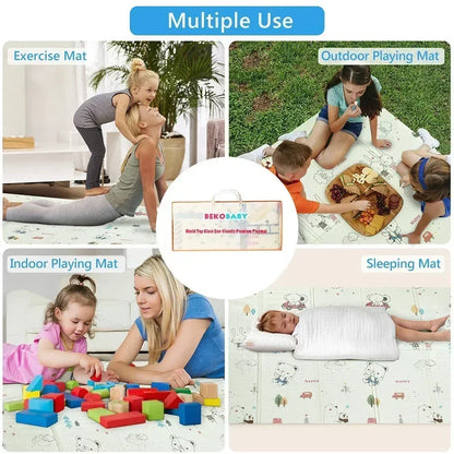 Baby Play Mat, Foldable & Waterproof Play Mats for Floor, Reversible Foam Playmat for Babies and Toddlers Infants, Crawling Mat