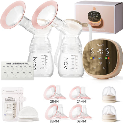 NCVI Double  Electric Breast Pump,4400mAh Battery Low Noise Adjustable Milk Pump , LED Display