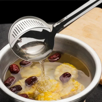 Concha de Sopa 2 em 1 com Cabo Longo e Coador Removível — Aço Inox