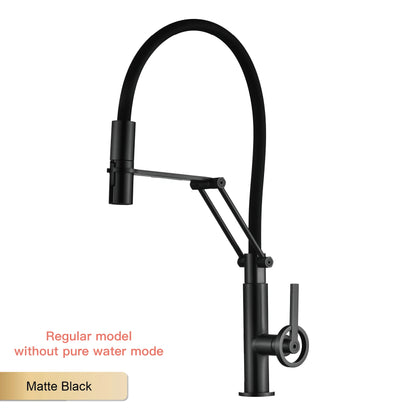 Torneira de Cozinha Industrial Bronze Escovado Ouro Rosé — Filtro Separado | Água Quente e Fria