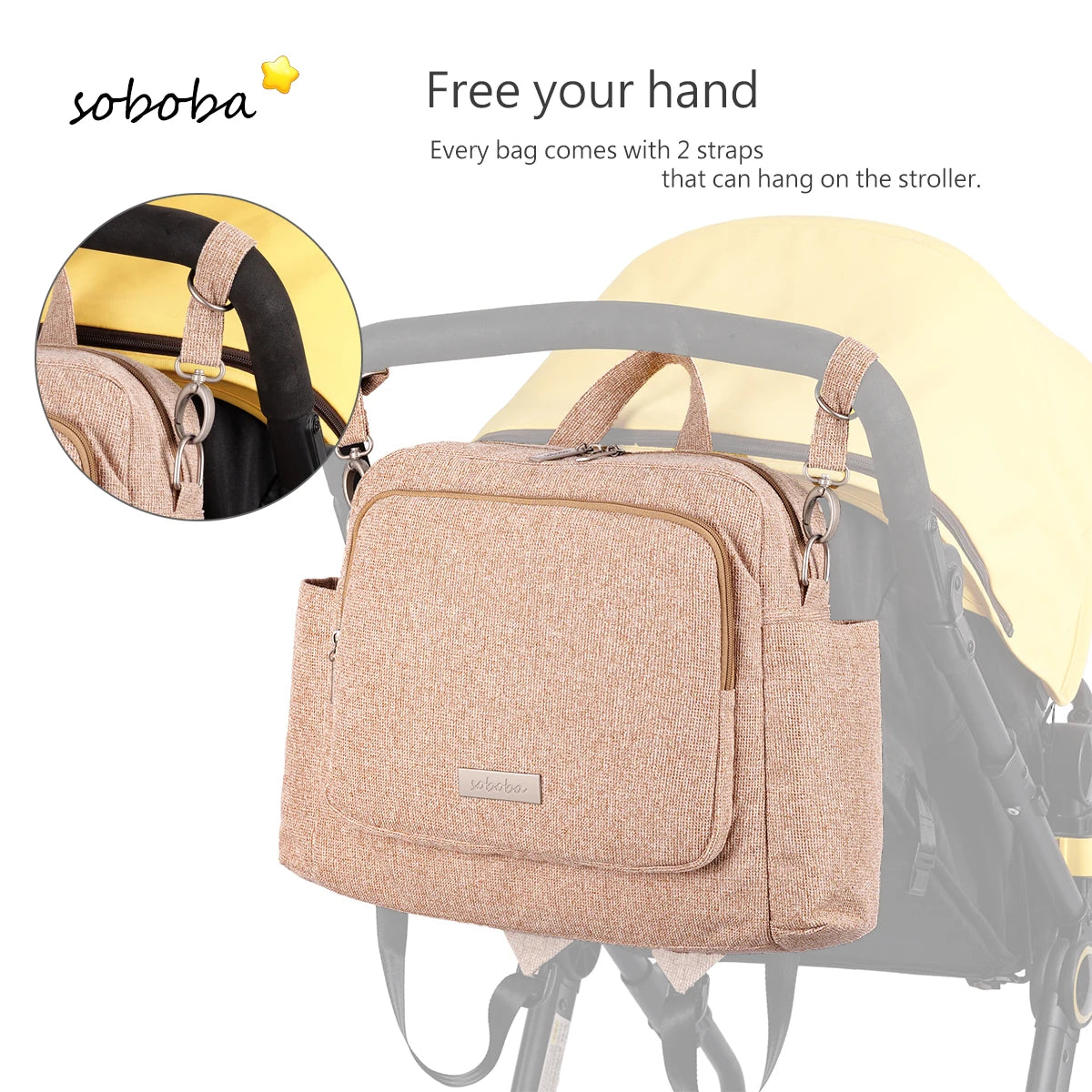 Soboba Women's Diaper Backpack Large Capacity with Stroller-Hanging Straps Portable Light Nappy Changing Bag for Babies