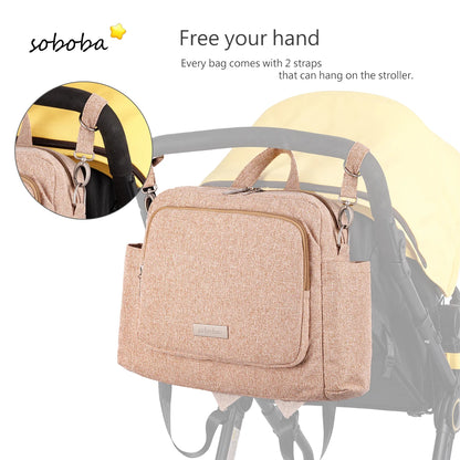 Soboba Women's Diaper Backpack Large Capacity with Stroller-Hanging Straps Portable Light Nappy Changing Bag for Babies