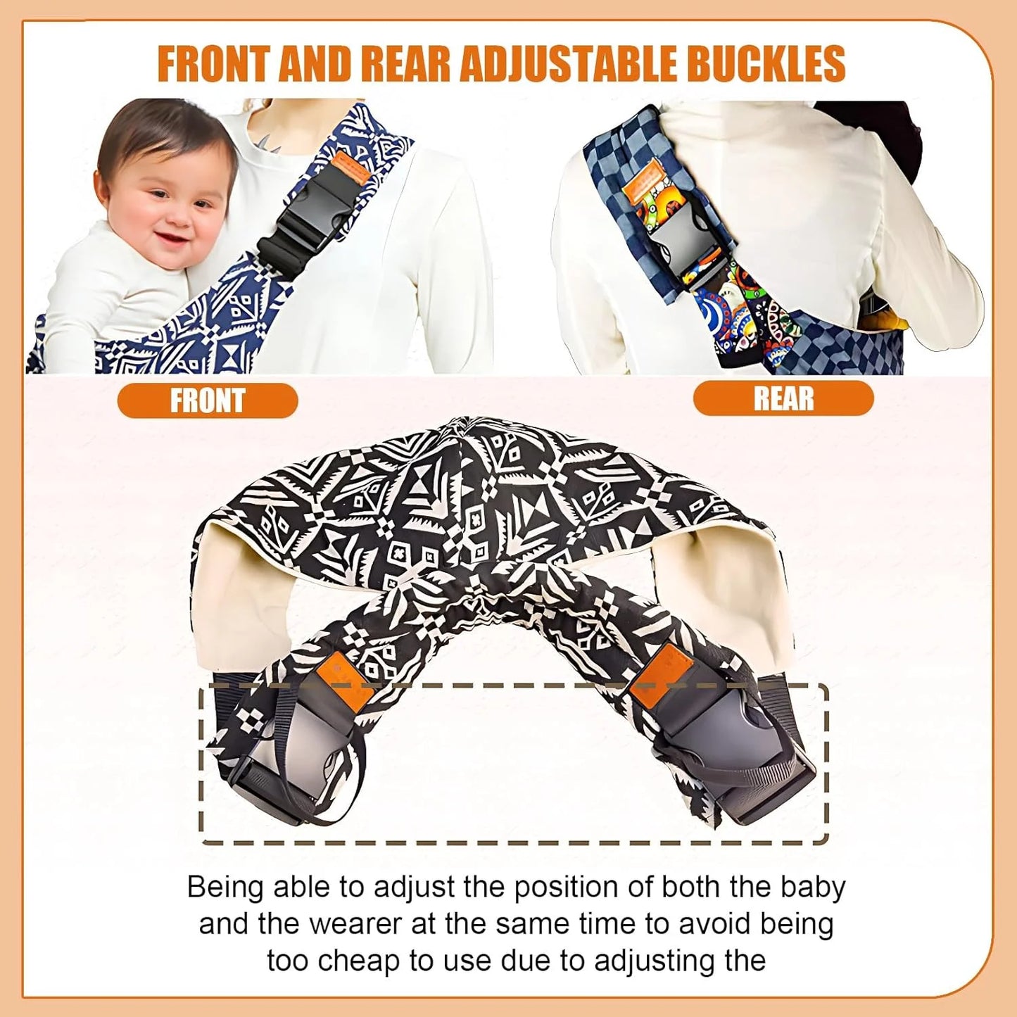 Baby Sling Carrier Toddler Carrier New Baby Sling Portable and Lightweight Sling Non-Slip Hip Seat Carrying 10-30lbs