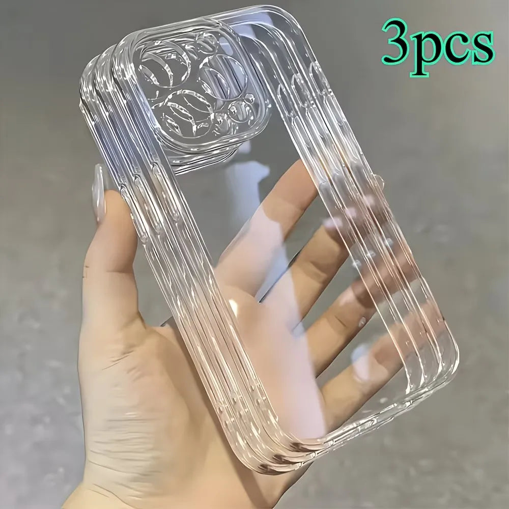 3PCS Ultra Thin Clear Phone Case For iPhone 11 12 13 14 15 16 17 Air Pro Max Plus 7 8 X Xr Xs 16E 17E Silicone Soft Back Cover