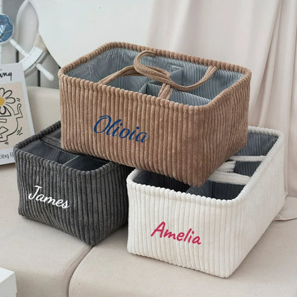 Customized Name Baby Diaper Bag Infant Nursery Basket Portable Mom Bag for Changing Table & Car Baby Shower Gift for Boy & Girl