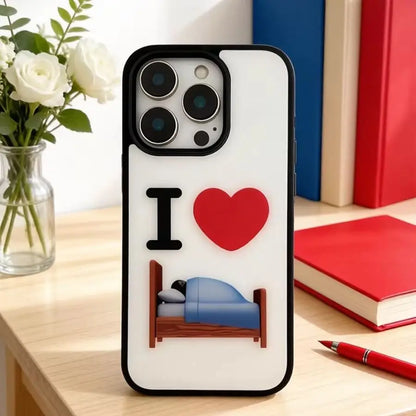 Anti-Fall Fashion Simple I Love Bed Phone Case For iPhone 17AIR 17 16 15 14 13 12 11 Pro Max 7 8 Plus Mini X XR XS MAX Y2K Cover