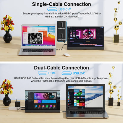 Monitor Portátil Amoudo 15,6" Full HD — IPS 1080P, USB-C, Mini HDMI, Suporte VESA