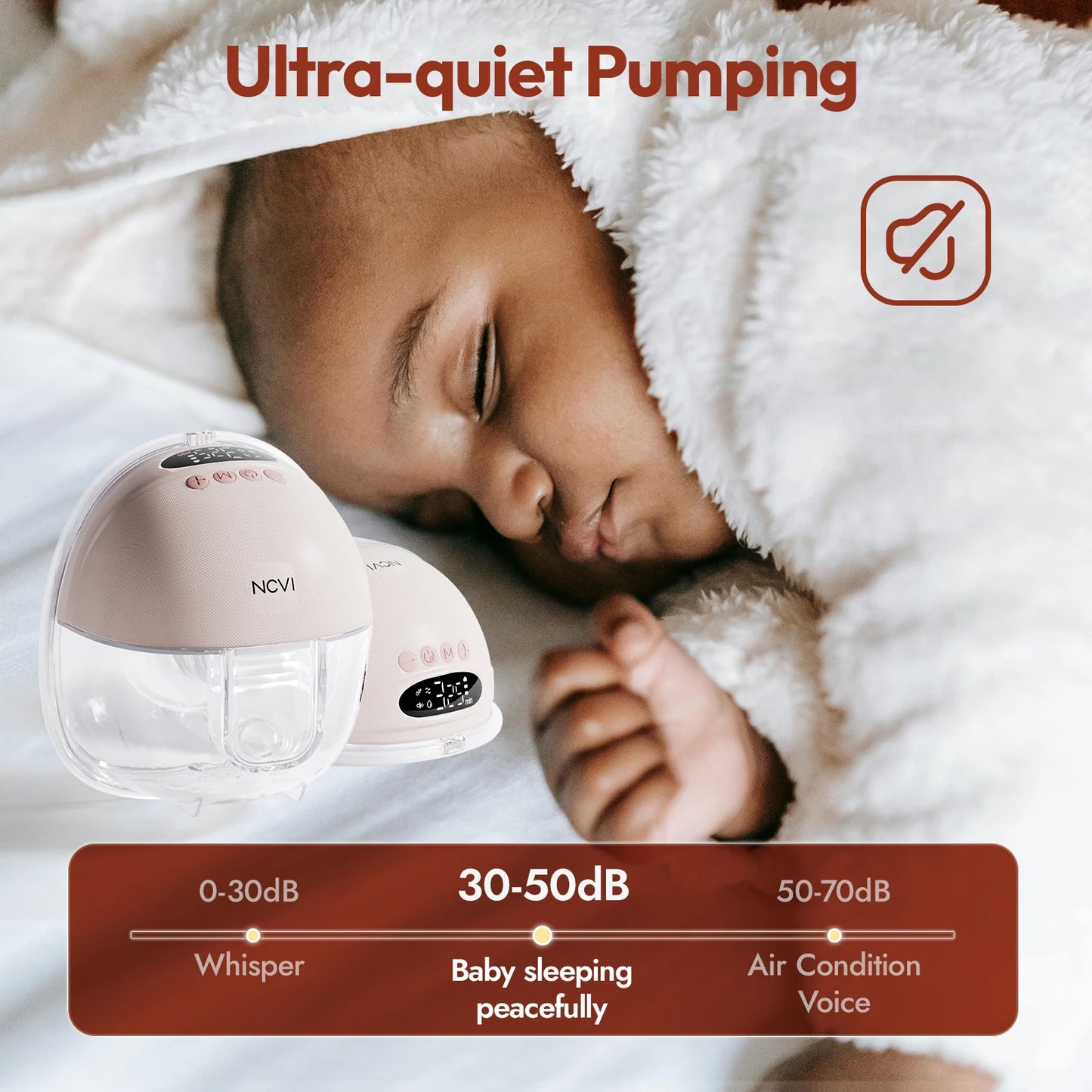 NCVI Electric Breast Pump,Hands-Free for Breastfeeding Pump, Ultra-Quiet Portable Wireless Pump, 3 Flange Sizes(19/21/24mm)