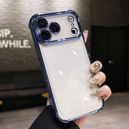 Capa Transparente com Galvanização Luxo para iPhone 11 ao 17 Pro Max — Protetor de Lente