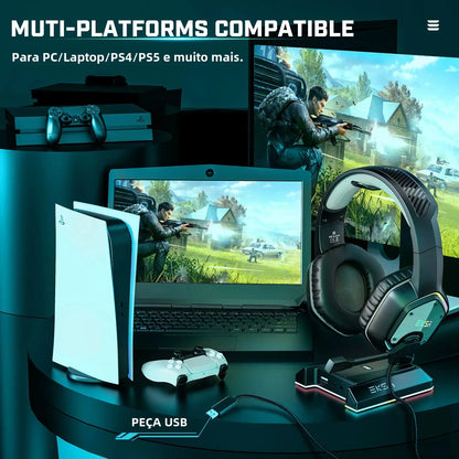 EKSA E1000 Wired Gaming Headphones  Esports Headset  7.1 Surround Sound  Hyperclear Cardioid Mic  For PS4 PS5 Xbox Laptop