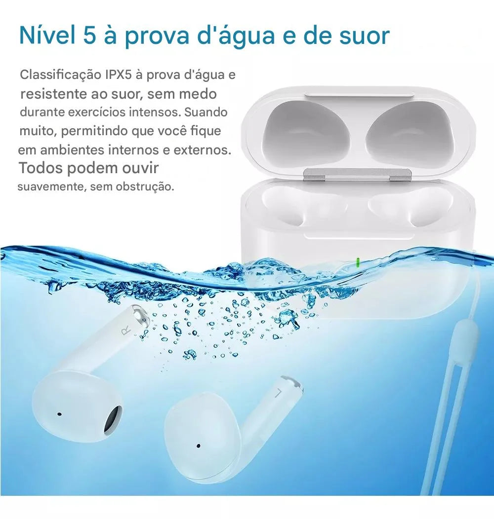 Bettdow Fones De Ouvido Sem Fio Bluetooth 5.3 Esportes À prova d'água e redução de ruído