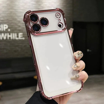 Capa Transparente com Galvanização Luxo para iPhone 11 ao 17 Pro Max — Protetor de Lente