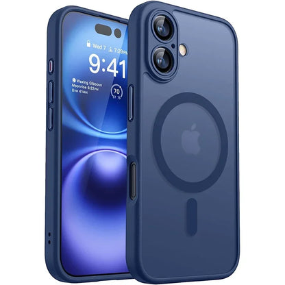 For Magsafe Magnetic Luxury Armor Shockproof Case For iPhone 17 16 15 14 13 Pro Max For Wireless Charge Matte Translucent Cover