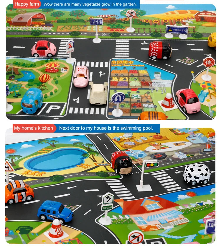 Teaching Route Map Baby Play Mat Waterproof City Town Pad Educational Kids Toys Parking Lot Children Road Table Cloth Gift