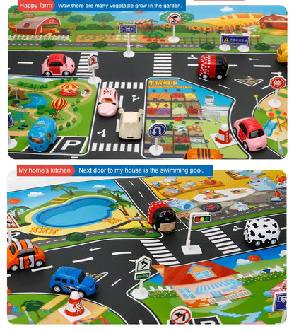 Teaching Route Map Baby Play Mat Waterproof City Town Pad Educational Kids Toys Parking Lot Children Road Table Cloth Gift