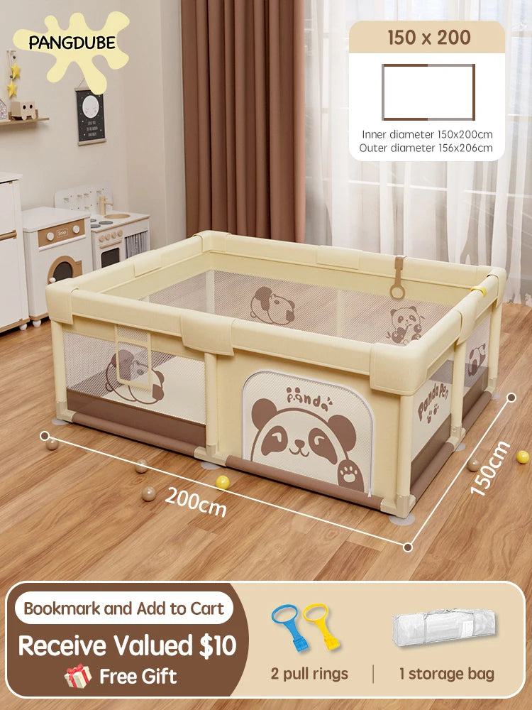PANGDUBE Baby Playpen Cute Indoor Play Yard Large Kid Playpen with Storage Bag Safety Activity Fence for Toddlers Playground