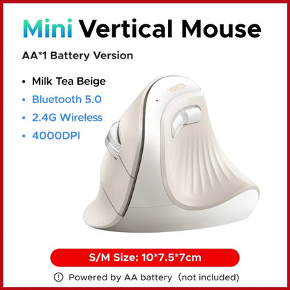 Mouse Vertical Sem Fio UGREEN — Bluetooth 5.0 + 2.4G, Recarregável, 4000DPI, Ergonômico