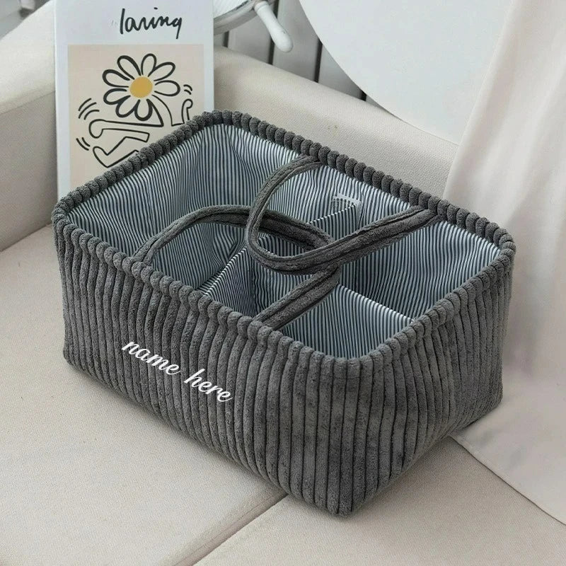 Customized Name Baby Diaper Bag Infant Nursery Basket Portable Mom Bag for Changing Table & Car Baby Shower Gift for Boy & Girl
