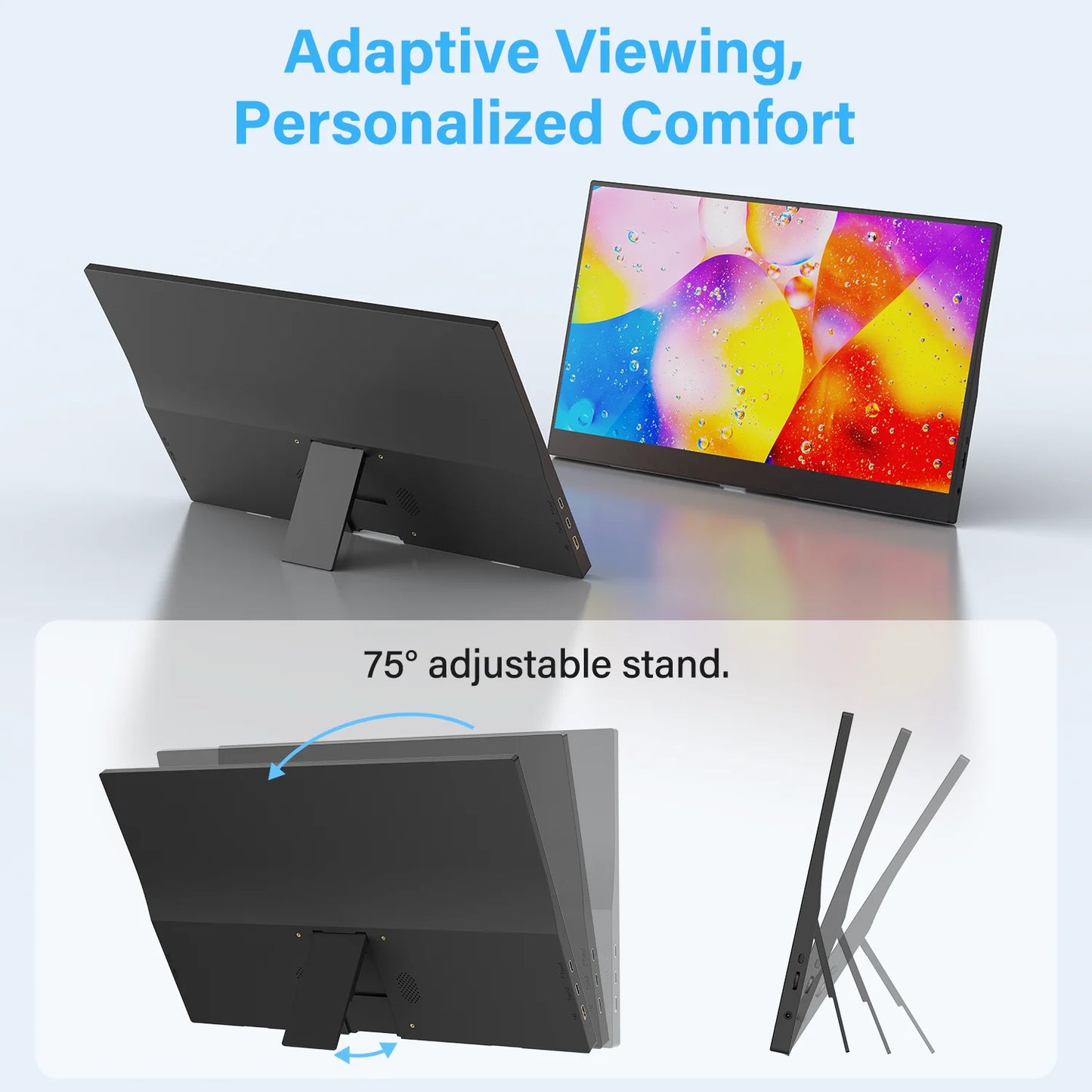 Monitor Portátil Amoudo 15,6" Full HD — IPS 1080P, USB-C, Mini HDMI, Suporte VESA