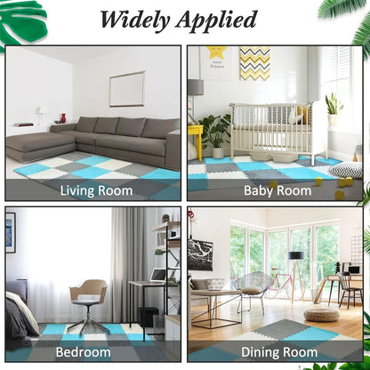 10/20 Piece Baby Plush Puzzle Mat Square Non-slip Comfortable Play Mat BPA Free Suitable for Living Room and Bedroom Decoration