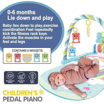 0-36 Months Baby Fitness Stand Music Play Gym Activity Toys Newborn Piano Crawling Blanket Pedal Game Pad Early Education Gifts