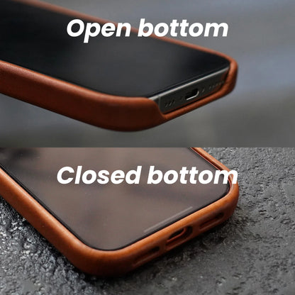 Capa de Couro Legítimo Artesanal para iPhone 15, 16 e 17 Pro Max — Magnética | Luxo Retrô