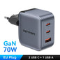 Carregador Vention 70W GaN USB-C QC 3.0 — iPhone 17, iPad e MacBook Air