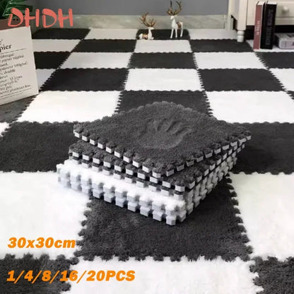 Puzzles Carpet Soft Plush Mat Baby Play Mat Baby Toys in Children's Room Keep Warm Anti-slip Home Decor Rugs 30*30*1CM