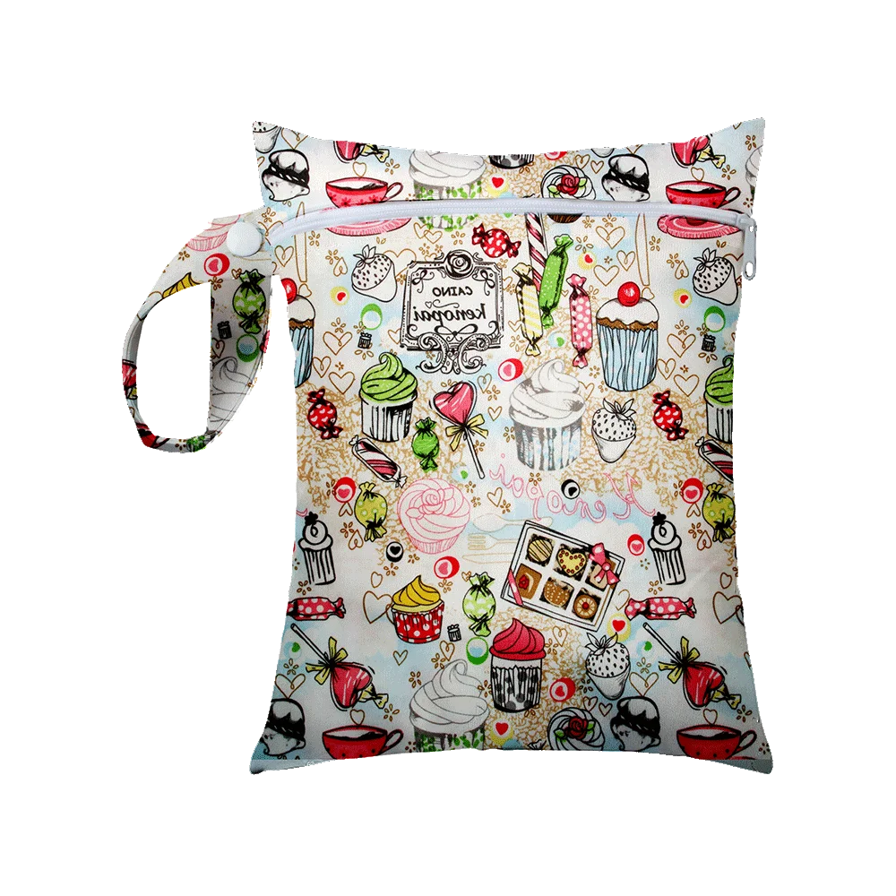 Mini Size 25x20cm Diaper Bag Waterproof Reusable Mummy Bag Printed Pocket Nappy Bags PUL Travel Wet Dry Bags Purple Color