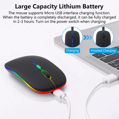 Mouse Sem Fio Recarregável Bettdow — Bluetooth + 2.4G, RGB, 1600DPI