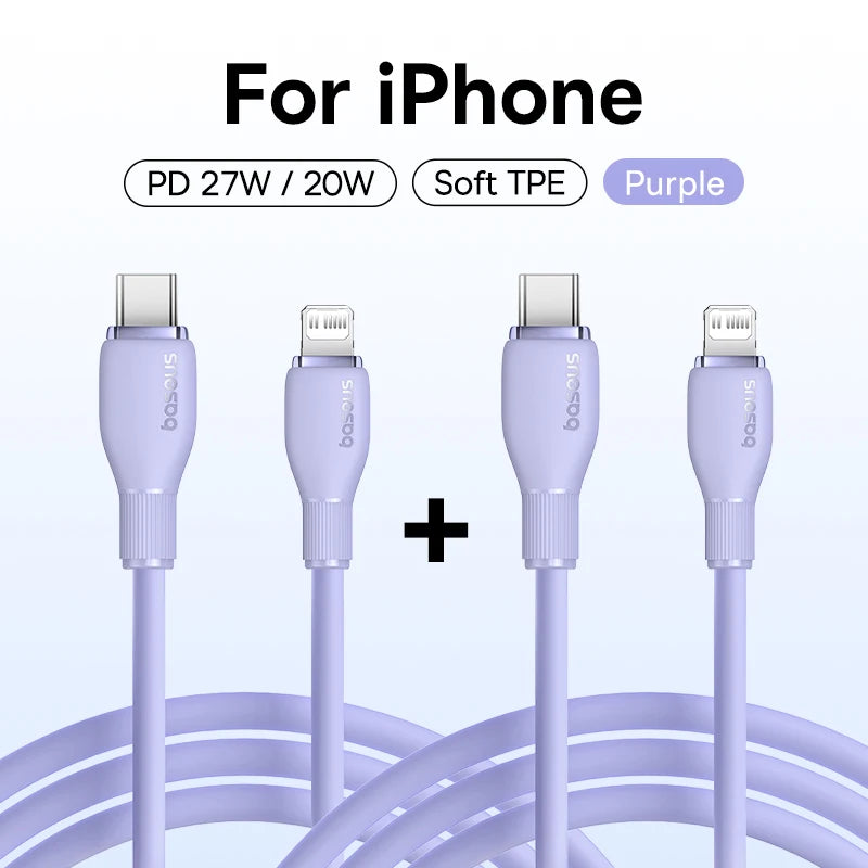 Cabo USB-C Baseus 20W — Carga Rápida para iPhone, iPad e MacBook | 1,2m ou 2m