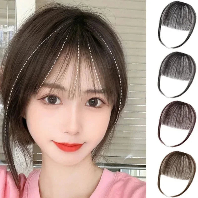 Franja Posticía com Clip — Cabelo Sintético Natural Resistente ao Calor