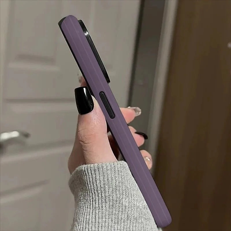 Purple Cartoon with Three Small Animals Case for IPHONE 17 16ProMax 15 14 13 12 11 Acrylic TPU Two in One Magnetic Phone Cases