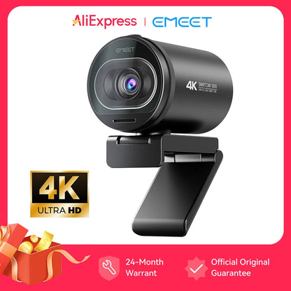 Webcam 4K EMEET S600 — Autofoco, 1080P 60FPS, USB, Microfones Integrados para Streaming