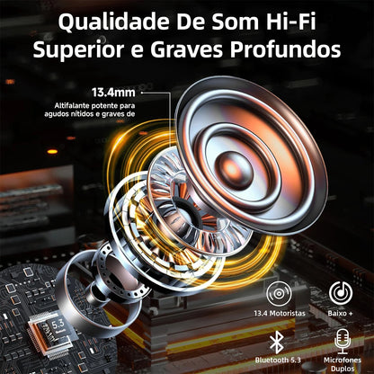 Wireless Bluetooth 5.3 Headphones 40-Hour Battery Life IPX6 Water Resistance Rating Compatible with Android and iOS
