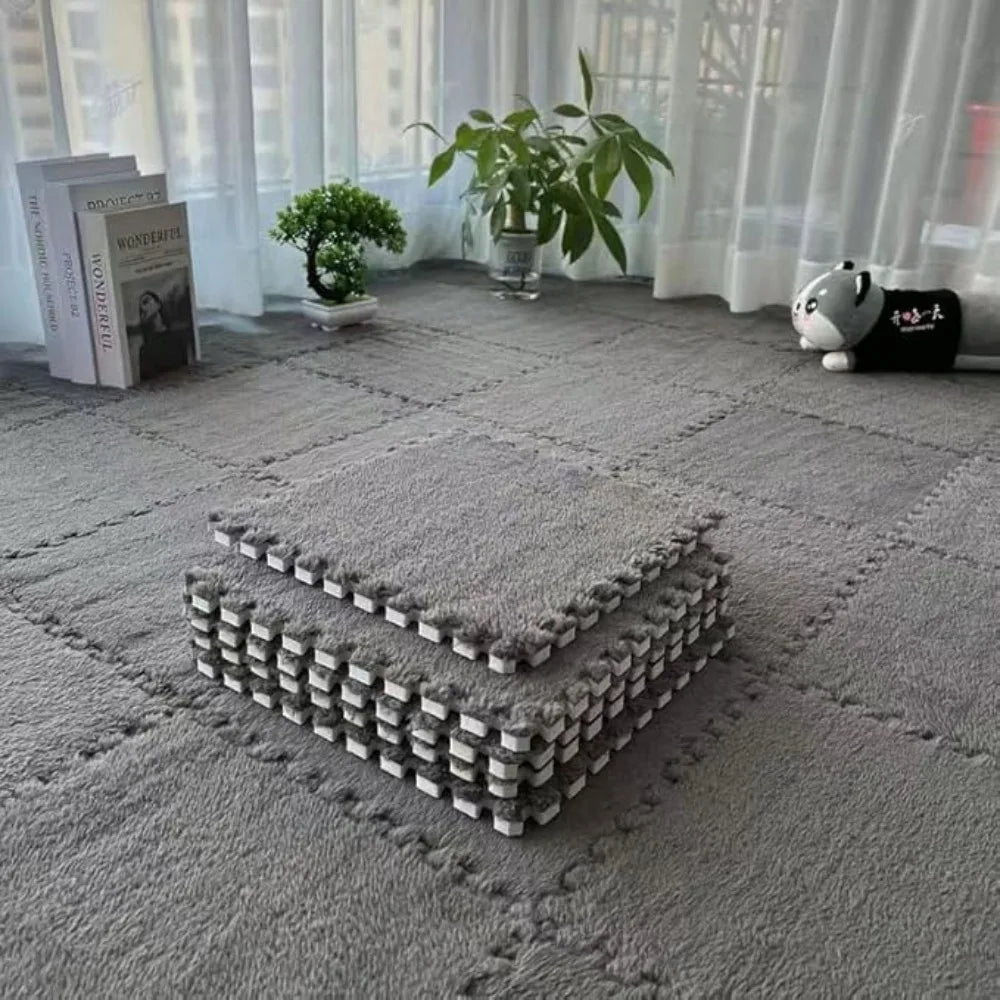 10/20 Piece Baby Plush Puzzle Mat Square Non-slip Comfortable Play Mat BPA Free Suitable for Living Room and Bedroom Decoration