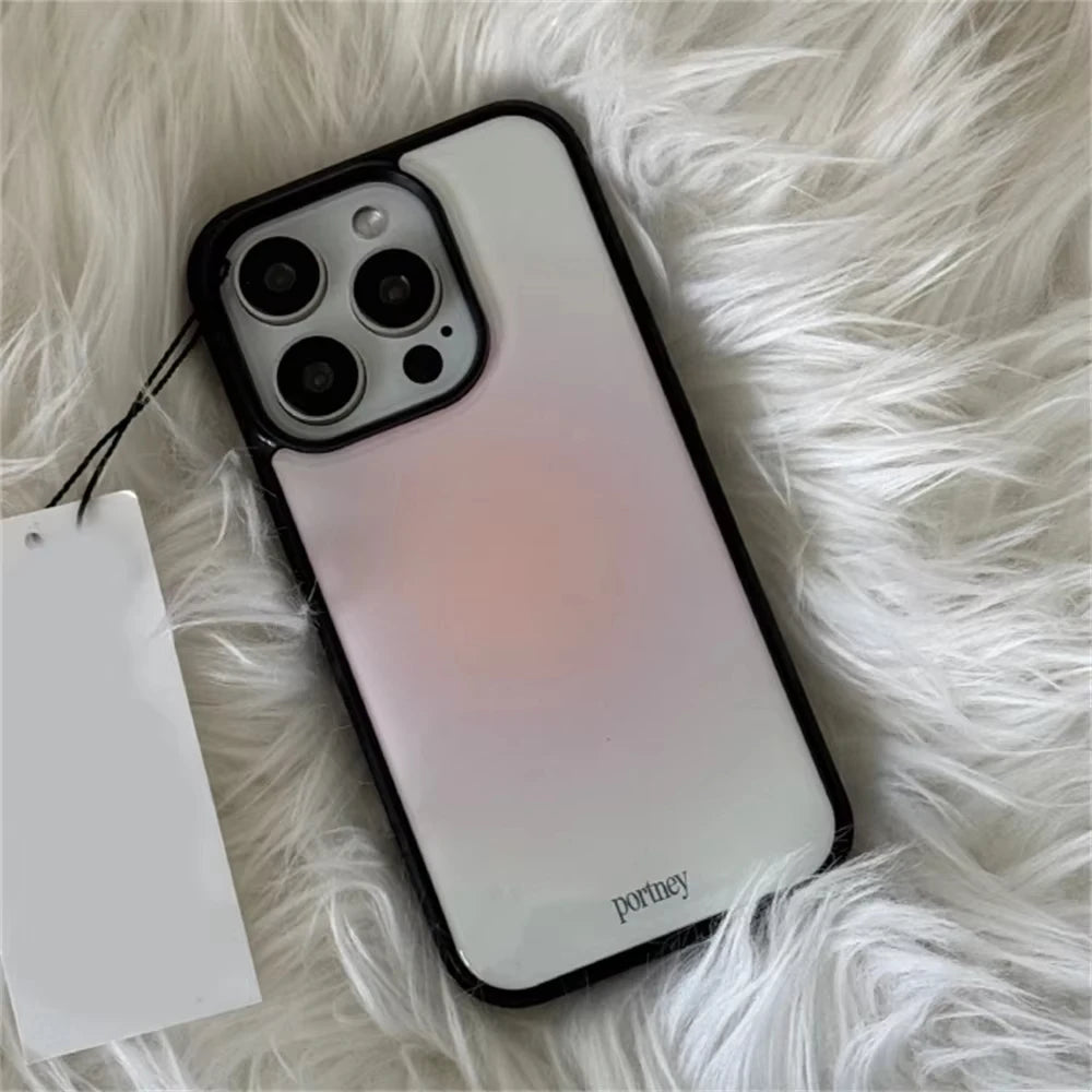 Korean Ins Stylish Gradient Print Soft Cute Phone Case For iPhone 17 16 15 14 13 12 11 Pro XR XS X Max 8 7 Plus Y2K Kawaii Cover