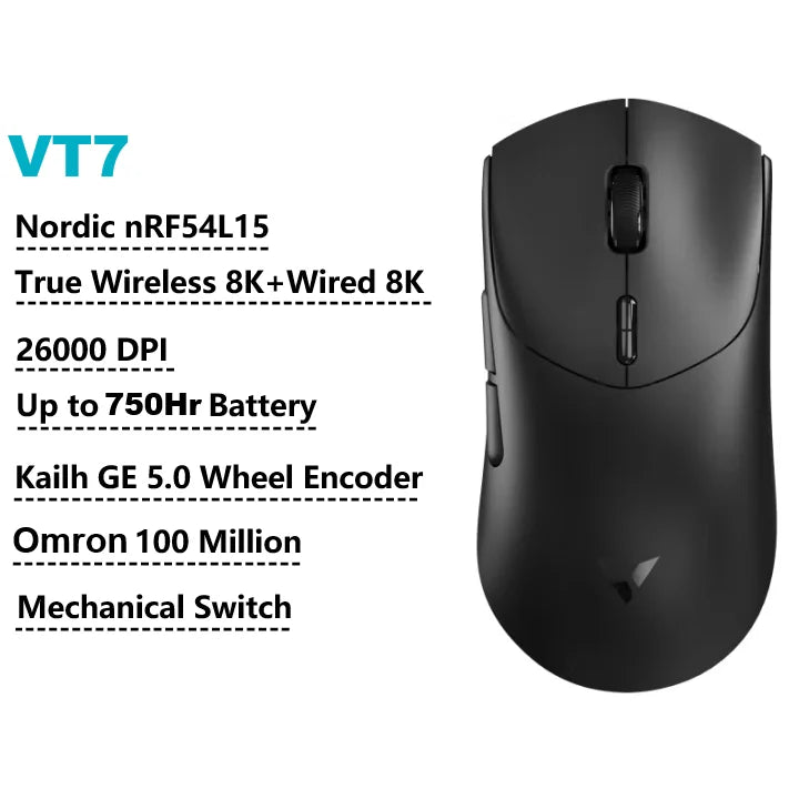 Mouse Gamer Sem Fio Rapoo VT7 MAX — 8K Polling Rate, 53g Ultraleve, 750h de Bateria
