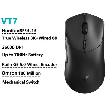 Mouse Gamer Sem Fio Rapoo VT7 MAX — 8K Polling Rate, 53g Ultraleve, 750h de Bateria