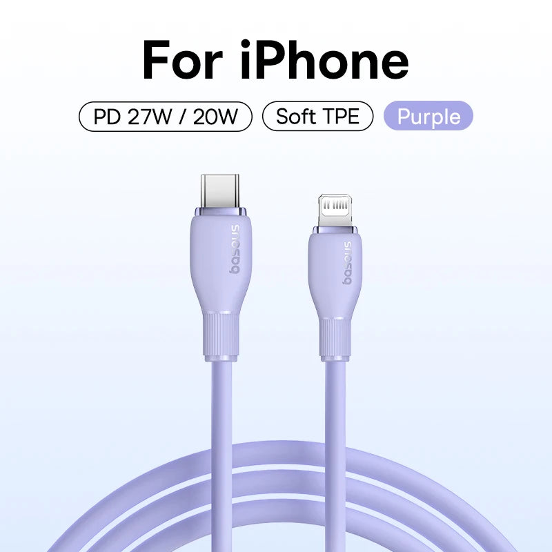 Cabo USB-C Baseus 20W — Carga Rápida para iPhone, iPad e MacBook | 1,2m ou 2m