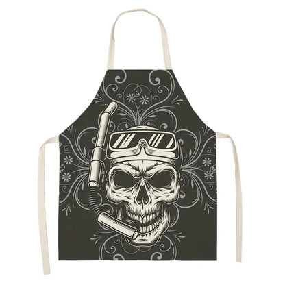 Skull pattern Aprons apron kitchen  women master apron  for kitchen Women kitchen apron for hairdresser