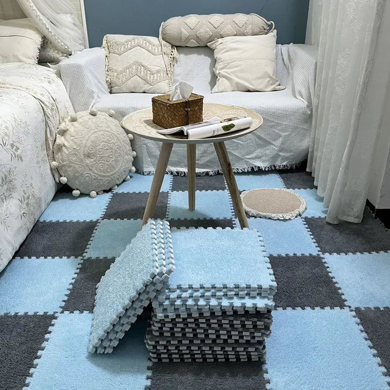 Puzzles Carpet Soft Plush Mat Baby Play Mat Baby Toys in Children's Room Keep Warm Anti-slip Home Decor Rugs 30*30*1CM