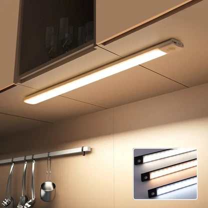 Luz LED com Sensor de Movimento Recarregável — 10 a 60cm para Armário, Quarto e Cozinha