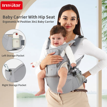 Baby Carrier Front-Facing with Waist Stool, Hip Seat, Extra Storage Pockets, and Breathable Design for Newborns