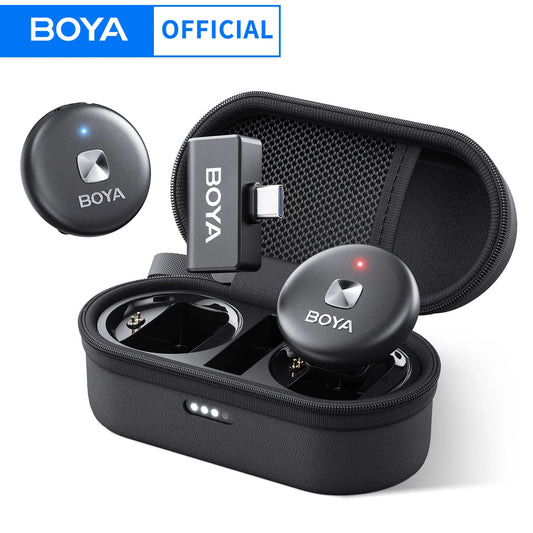 Microfone Lapela Sem Fio BOYA Omic D/U — iPhone, iPad, Android e USB-C