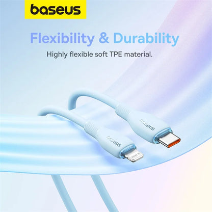 Cabo USB-C Baseus 20W — Carga Rápida para iPhone, iPad e MacBook | 1,2m ou 2m