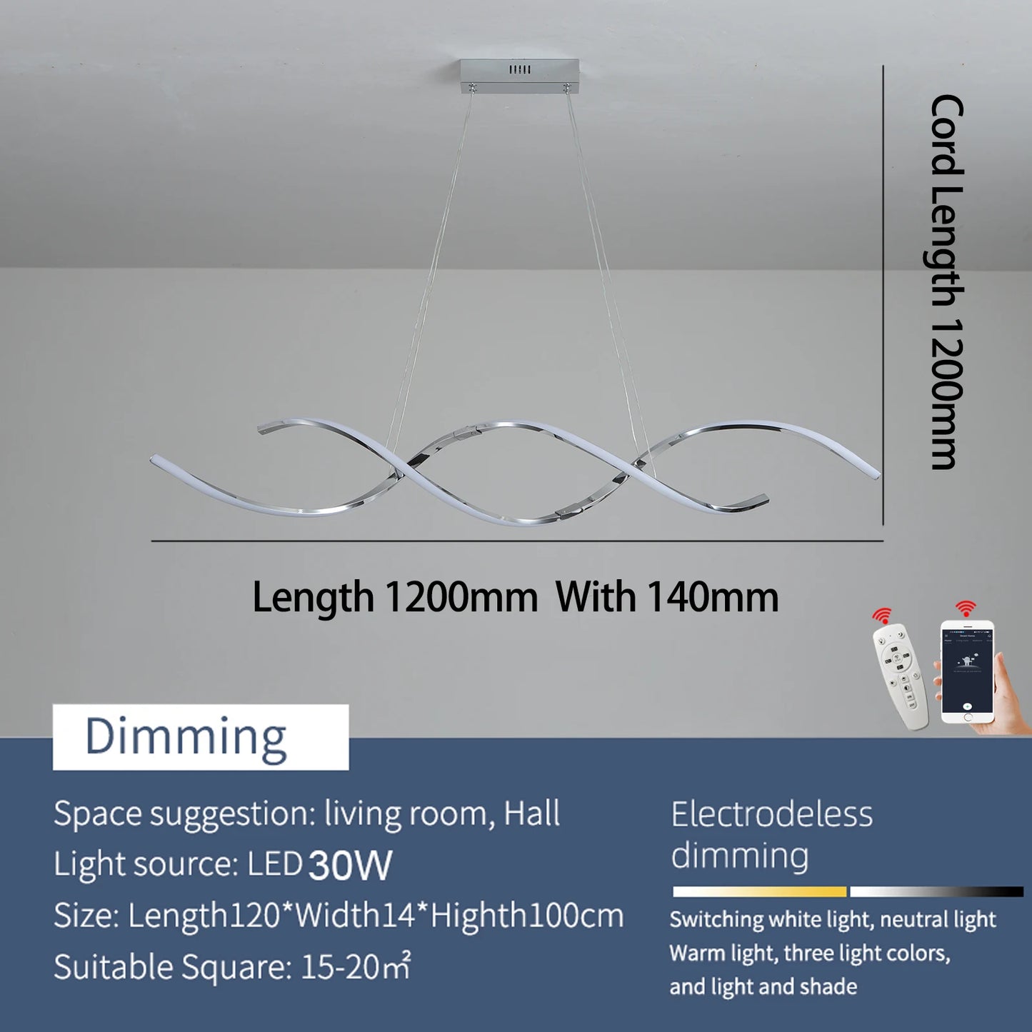 Pendente Linear Moderno para Sala de Jantar e Cozinha — Lustre Decorativo Longo