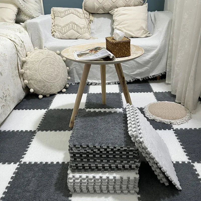Puzzles Carpet Soft Plush Mat Baby Play Mat Baby Toys in Children's Room Keep Warm Anti-slip Home Decor Rugs 30*30*1CM